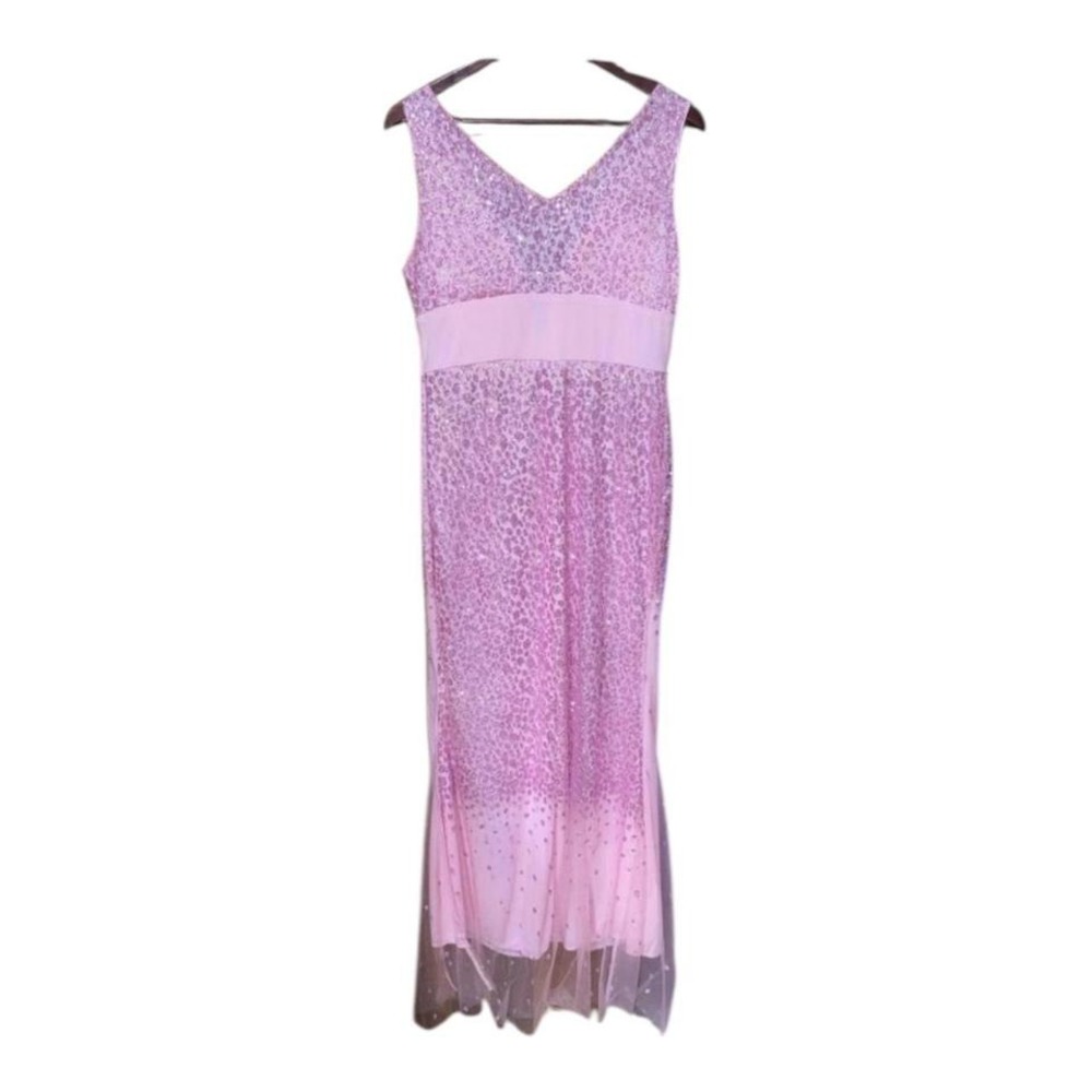 Barbie Pink Sparkly sleeveless Long Prom Dress Size Large - Picture 2 of 4